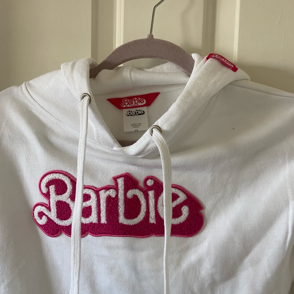 Barbie Sweatshirt Hoodie Size XS Pink And White - Picture 3 of 4